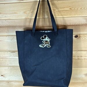 Disney Store Large Faux Leather Mickey Mouse Tote Shoulder Bag, Black